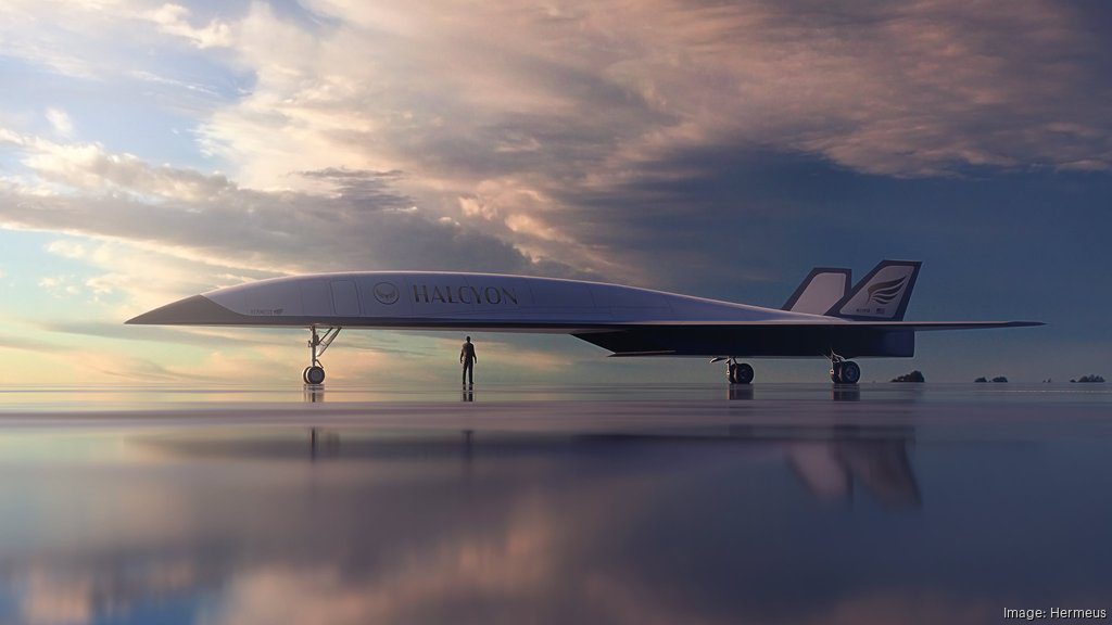 hypersonic plane A rendering of Hermeus' planned Halcyon aircraft, a passenger plane that would drastically reduce flight times, is pictured.